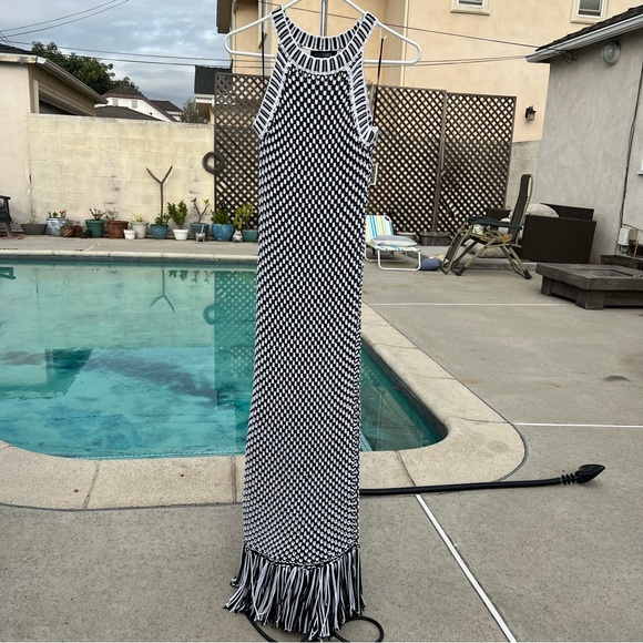 INTERMIX crocheted maxi dress with fringed bottom - Picture 1 of 6